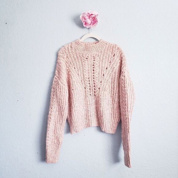 Topshop Pink Cream Pointelle Sweater - Picture 1 of 7